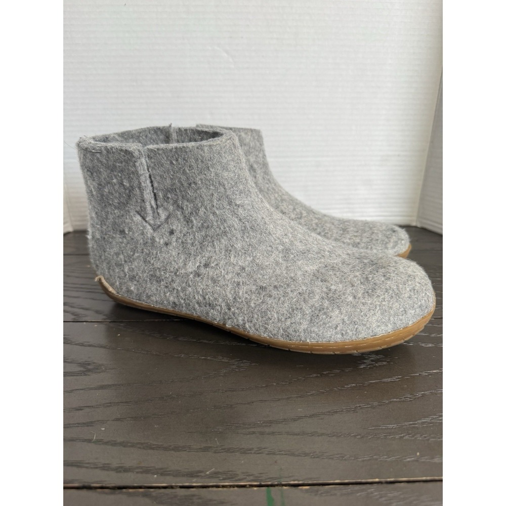 Glerups Boot Gray‎ Wool Slipper With Honey Rubber Bottom - EU Size 41